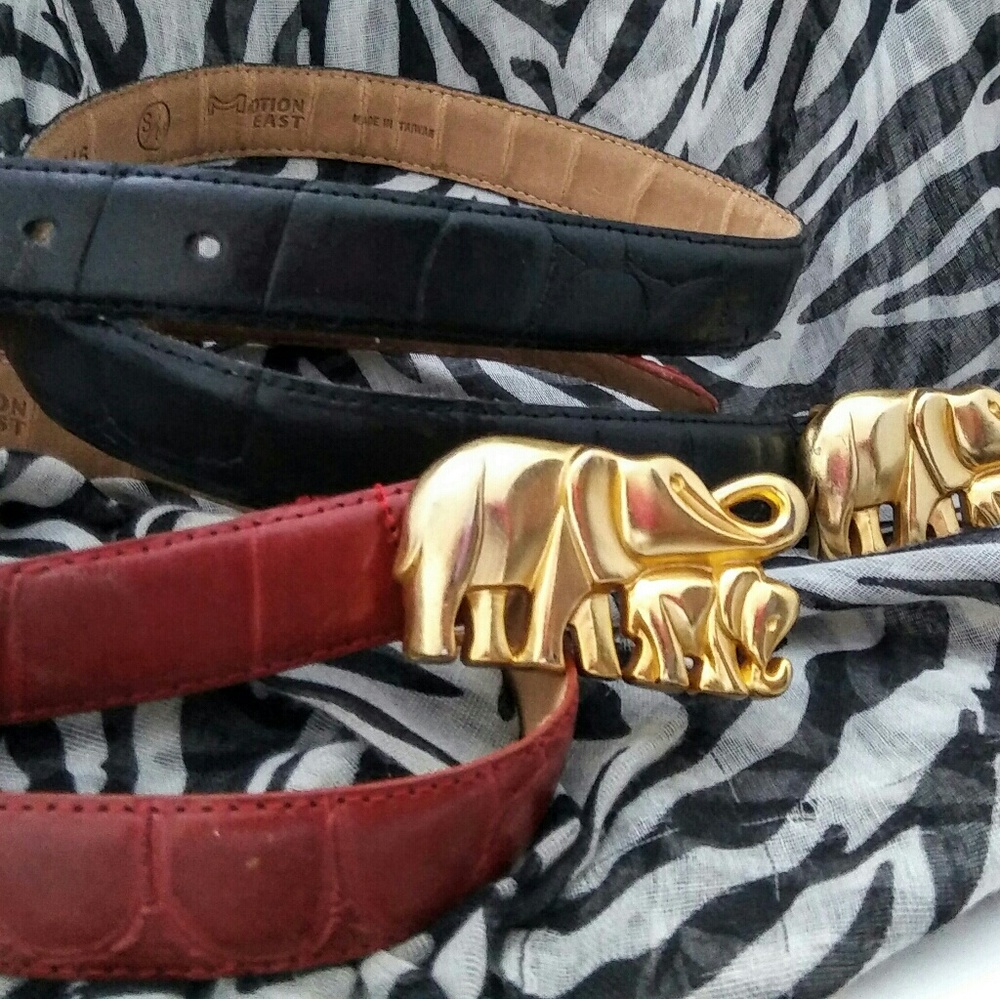 Red Leather Elephant Belt